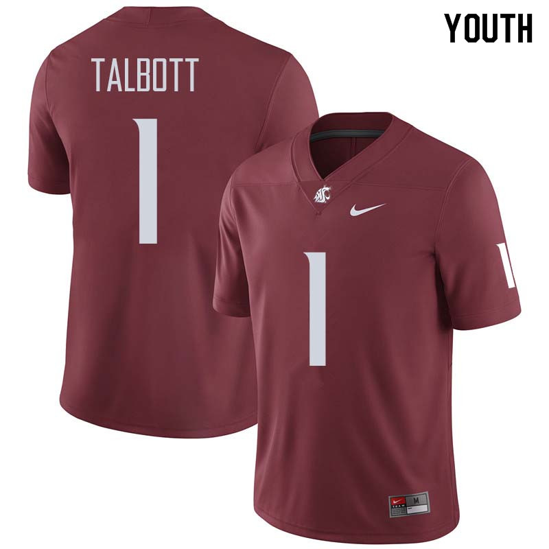 Youth #1 Josh Talbott Washington State Cougars College Football Jerseys Sale-Crimson